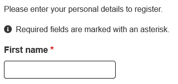 Example of field with asterisk to mark required status